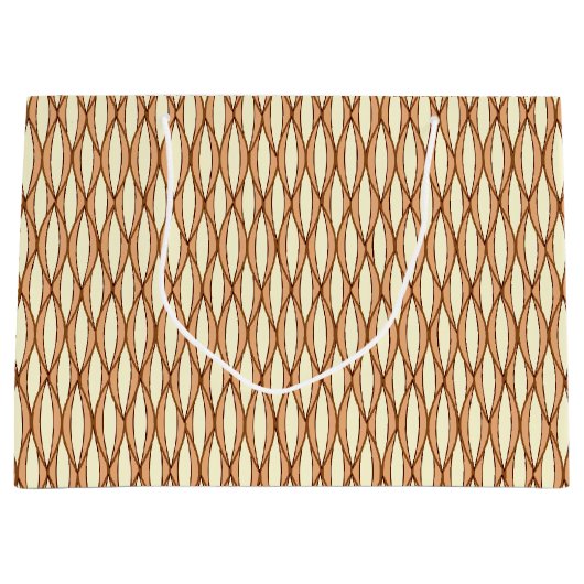 Mid-Century Ribbon Print - kamelaankleurig en crèm Large Cadeautasje (Voorkant)