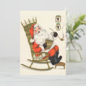 Mid Century Rocking Santa Custom Christmas Feestdagenkaart (Staand voorkant)