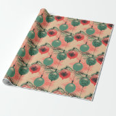 Mid Century Roze en Groene Ornamenten Cadeaupapier (Uitgerold)