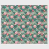 Mid Century Roze Kerstversieringen Cadeaupapier (Vlak)