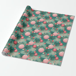 Mid Century Roze Kerstversieringen Cadeaupapier