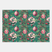 Mid Century Roze Kerstversieringen Inpakpapier Vel (Voorkant 3)