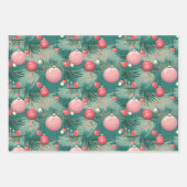 Mid Century Roze Kerstversieringen Inpakpapier Vel (Voorkant)
