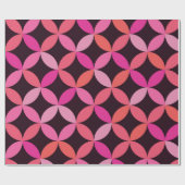 Mid Century roze, koraal en rode cirkels Cadeaupapier (Vlak)