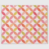 Mid Century Roze Rood Sinaasappel Cirkels Cadeaupapier (Vlak)