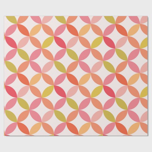 Mid Century Roze Rood Sinaasappel Cirkels Cadeaupapier (Vlak)