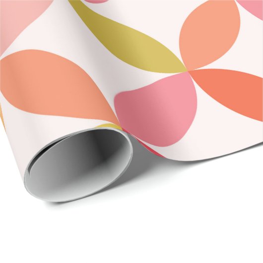 Mid Century Roze Rood Sinaasappel Cirkels Cadeaupapier (Rol Hoek)