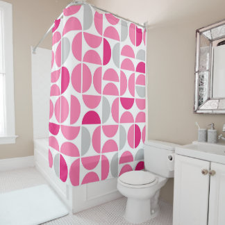 Mid Century Roze Tegels Douchegordijn