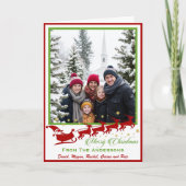 Mid-Century Santa & Reindeer Custom Photo Feestdagen Kaart (Voorkant)