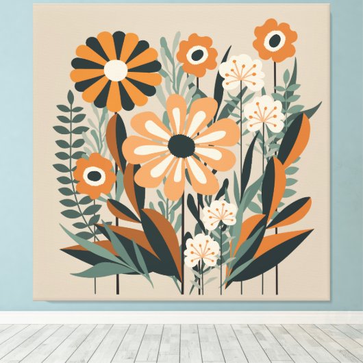 Mid Century Scandi Garden Canvas Afdruk (Insitu (Houten vloer))
