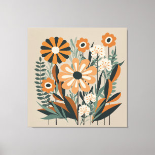 Mid Century Scandi Garden Canvas Afdruk
