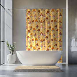 Mid-Century Shower Curtain Copper & Pink Pop Douchegordijn