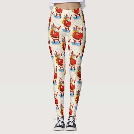 Mid Century Sinterklaas Leuke Partij Vrouwen Leggings (Voorkant)