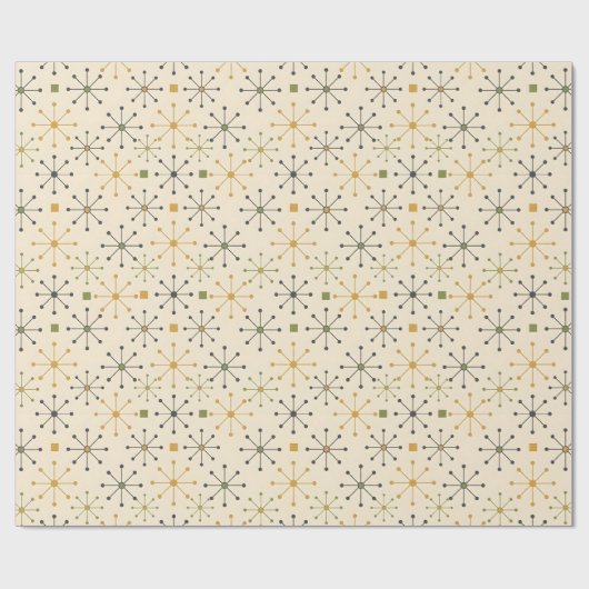 Mid-Century Snowflake Retro Holiday Cadeaupapier (Vlak)