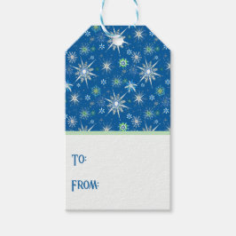 Mid-Century Snowflakes Galore On Blue Cadeaulabel