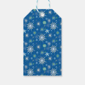Mid-Century Snowflakes Galore On Blue Cadeaulabel (Achterkant)