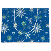 Mid-Century Snowflakes Galore On Blue Groot Cadeauzakje (Voorkant)