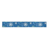 Mid-Century Snowflakes Galore On Blue Grosgrain Lint (Voorkant)