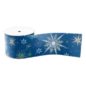 Mid-Century Snowflakes Galore On Blue Grosgrain Lint (Spoel)