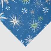 Mid-Century Snowflakes Galore On Blue Tissuepapier (Detail)