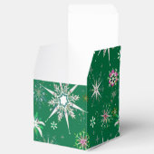Mid-Century Snowflakes Galore On Green Bedankdoosjes (Geopend)