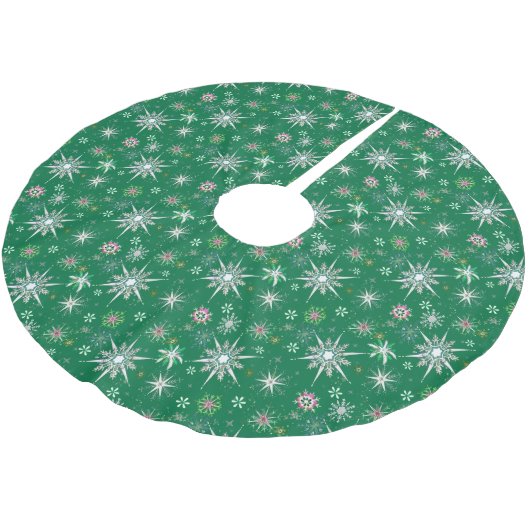Mid-Century Snowflakes Galore On Green Kerstboom Rok (Gekanteld)