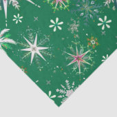 Mid-Century Snowflakes Galore On Green Tissuepapier (Detail)