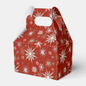 Mid-Century Snowflakes Galore On Red Bedankdoosjes (Achterkant)