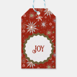 Mid-Century Snowflakes Galore On Red Cadeaulabel