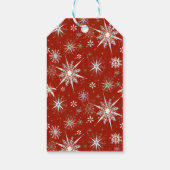 Mid-Century Snowflakes Galore On Red Cadeaulabel (Achterkant)