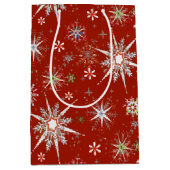 Mid-Century Snowflakes Galore On Red Medium Cadeauzakje (Voorkant)