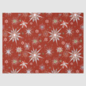 Mid-Century Snowflakes Galore On Red Tissuepapier (Voorkant)