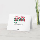 Mid-Century Snowscape Kerst Kaart: Zwart Feestdagen Kaart (Achterkant)