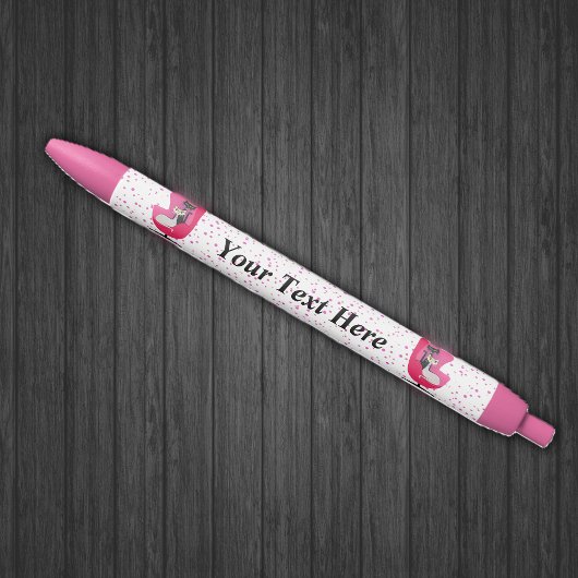 Mid Century Sophisticated Cats in Stoel Roze Stipp Blauwe Inkt Pen