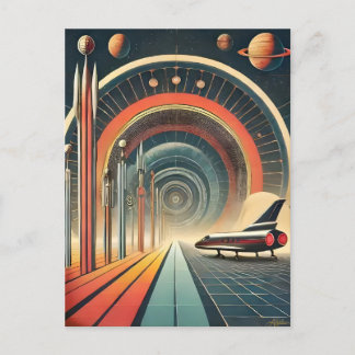 Mid Century Space Age Art Wormhole Port Briefkaart