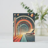 Mid Century Space Age Art Wormhole Port Briefkaart (Staand voorkant)