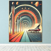 Mid Century Space Age Art Wormhole Port Canvas Afdruk (Insitu (Houten vloer))