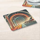 Mid Century Space Age Art Wormhole Port Kartonnen Onderzetters (Schuin)