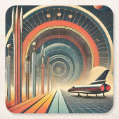 Mid Century Space Age Art Wormhole Port Kartonnen Onderzetters (Voorkant)