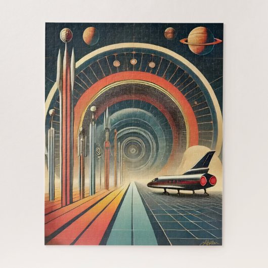 Mid Century Space Age Art Wormhole Port Legpuzzel (Verticaal)