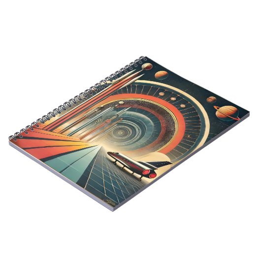 Mid Century Space Age Art Wormhole Port Notitieboek (Linkerzijde)