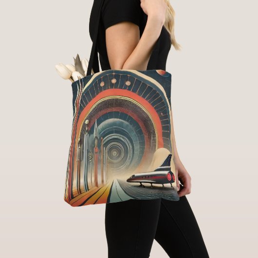 Mid Century Space Age Art Wormhole Port Tote Bag (Dichtbij)