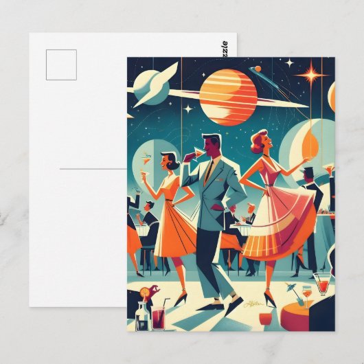 Mid Century Space Age Cocktail Party Briefkaart (Voorkant / Achterkant)