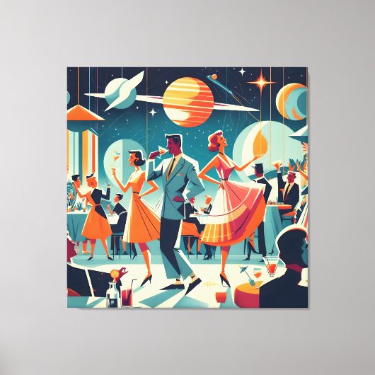 Mid Century Space Age Cocktail Party Canvas Afdruk (Voorkant)