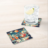 Mid Century Space Age Cocktail Party Kartonnen Onderzetters (Insitu)