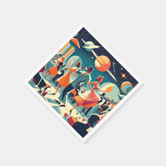 Mid Century Space Age Cocktail Party Servet (Hoek)