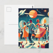 Mid Century Space Age Cocktailparty Briefkaart (Voorkant / Achterkant)