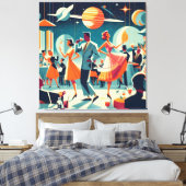 Mid Century Space Age Cocktailparty Canvas Afdruk (Insitu (Slaapkamer))