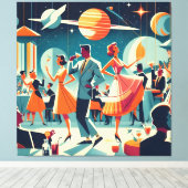 Mid Century Space Age Cocktailparty Canvas Afdruk (Insitu (Houten vloer))