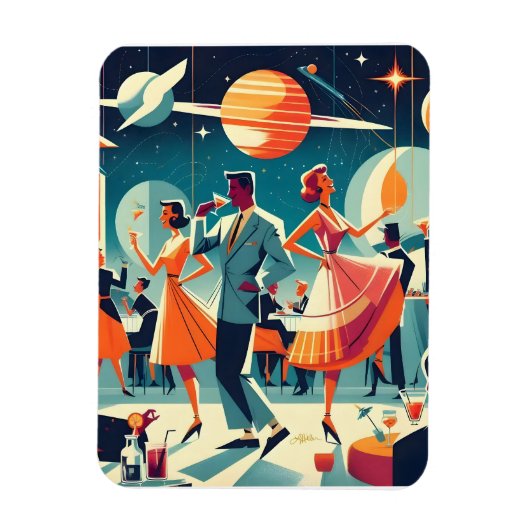 Mid Century Space Age Cocktailparty Magneet (Verticaal)